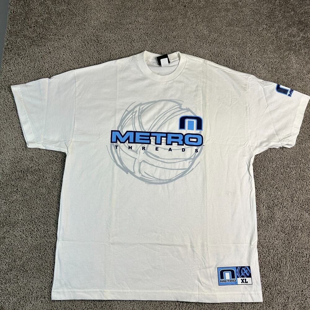 VINTAGE Metro Basketball Shirt Mens XL White Baggy Streetwear Short Sleeve Y2K